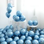 Set 12 Baloane, Embo, din Latex Chrome, 13 cm, Albastru Deschis - imagine 2