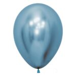 Set 12 Baloane, Embo, din Latex Chrome, 13 cm, Albastru Deschis