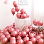 Set 12 Baloane, Embo, din Latex Chrome, 13 cm, Rosu - imagine 3