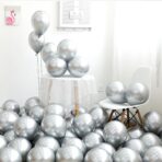 Set 12 Baloane, Embo, din Latex Chrome, 13 cm, Argintiu - imagine 2