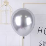 Set 12 Baloane, Embo, din Latex Chrome, 13 cm, Argintiu - imagine 3