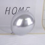Set 12 Baloane, Embo, din Latex Chrome, 13 cm, Argintiu - imagine 4