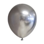 Set 12 Baloane, Embo, din Latex Chrome, 13 cm, Argintiu