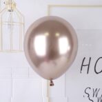 Set 12 Baloane, Embo, din Latex Chrome, 25 cm, Sampanie - imagine 3