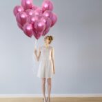 Set 12 Baloane, Embo, din Latex Chrome, 25 cm, Fucsia - imagine 2