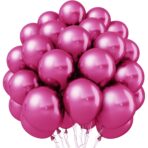 Set 12 Baloane, Embo, din Latex Chrome, 25 cm, Fucsia - imagine 3