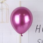 Set 12 Baloane, Embo, din Latex Chrome, 25 cm, Fucsia - imagine 4