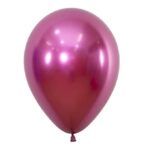Set 12 Baloane, Embo, din Latex Chrome, 25 cm, Fucsia