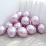 Set 12 Baloane, Embo, din Latex Chrome, 25 cm, Mov Deschis - imagine 3