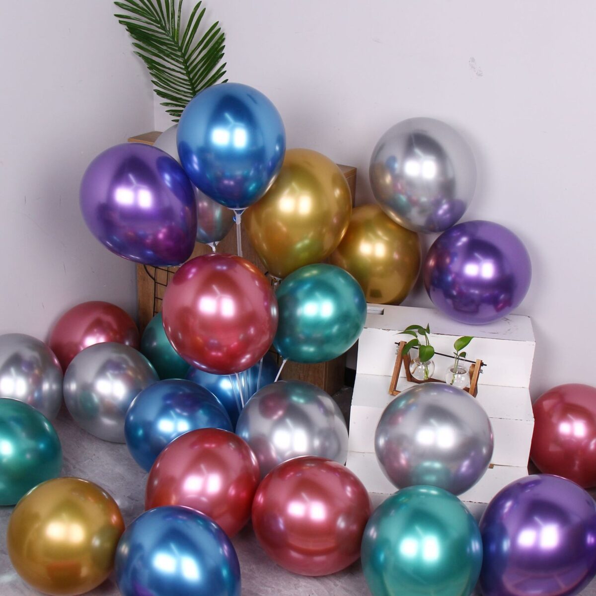 Set 12 Baloane, Embo, din Latex Chrome, 30 cm, Mov - imagine 4