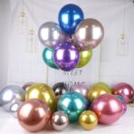 Set 12 Baloane, Embo, din Latex Chrome, 30 cm, Mov - imagine 5