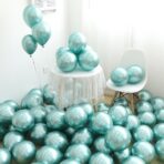 Set 12 Baloane, Embo, din Latex Chrome, 30 cm, Turcoaz - imagine 3