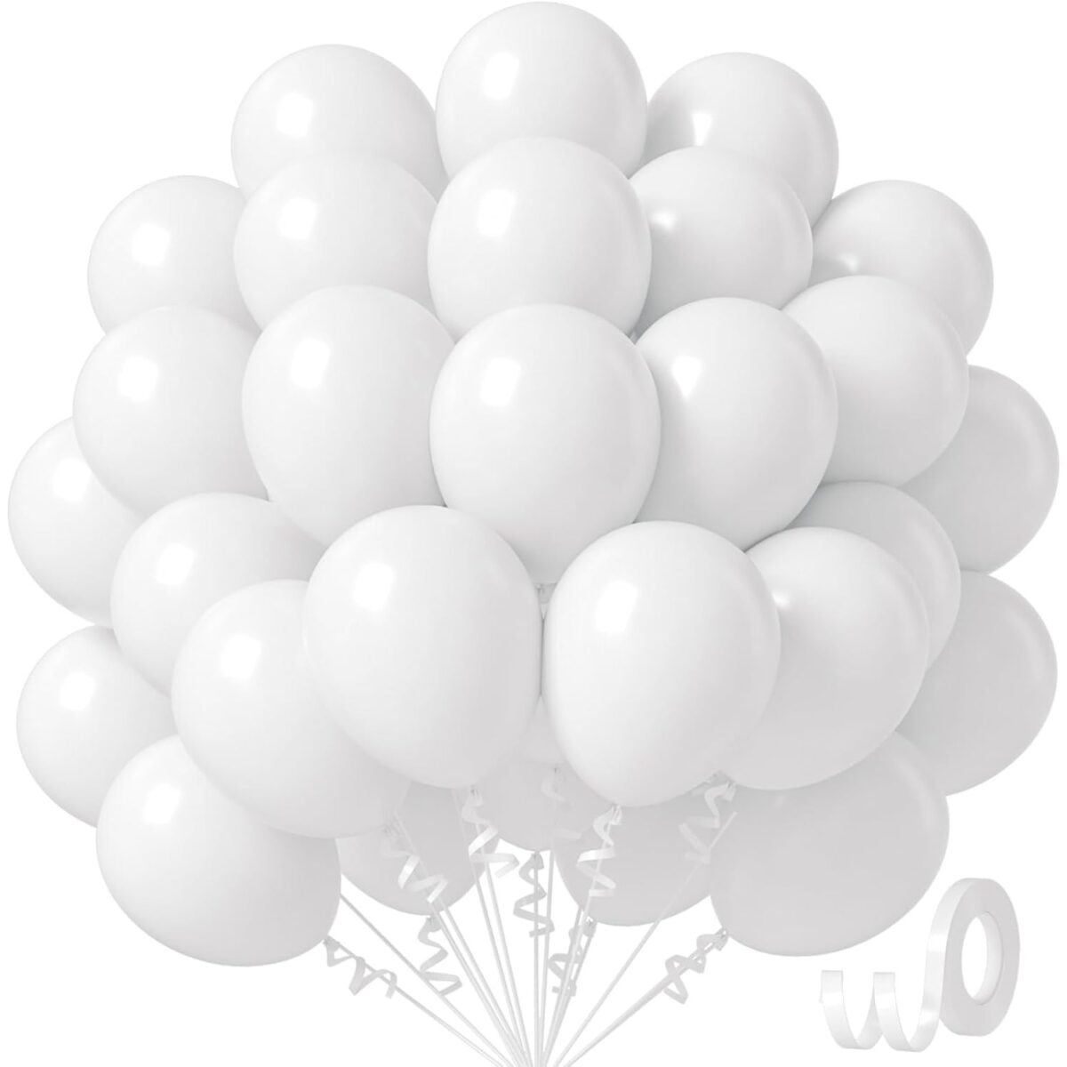 Set 12 Baloane, Embo, din Latex Standard, 25 cm, Alb - imagine 3