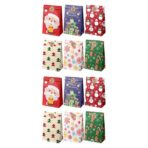 Set 12 Pungi de Cadou, Embo, Tema Craciun, cu Motive Festive, 12 Stickere Incluse, 22 x 12 x 8 cm, din Hartie, Multicolor - imagine 4
