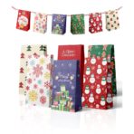 Set 12 Pungi de Cadou, Embo, Tema Craciun, cu Motive Festive, 12 Stickere Incluse, 22 x 12 x 8 cm, din Hartie, Multicolor - imagine 5