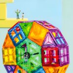 Set 120 de Piese Magnetice de Constructie, Embo, Piese Mari, Magnetic Tiles, Forme Geometrice, 3 Ani, ABS, Magnet, 20.5 x 14.5 x 12 cm, Multicolor - imagine 4