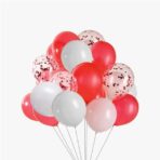 Set 15 baloane pentru petrecere, Embo, alb/rosu, 30 cm - imagine 2