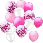 Set 15 baloane pentru petrecere, Embo, alb/roz, 30 cm - imagine 3