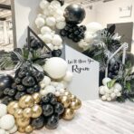 Set 163 Baloane din Latex, Embo, Model Petrecere pentru Arcada, Baloane Party, 12 cm, 30 cm, 45 cm, Negru, Auriu, Alb - imagine 2