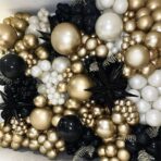 Set 163 Baloane din Latex, Embo, Model Petrecere pentru Arcada, Baloane Party, 12 cm, 30 cm, 45 cm, Negru, Auriu, Alb - imagine 6