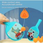 Set 2 Palete de Tenis de Masa, Embo, pentru Copii, Design Animat, Tematica Astronauti, Accesoriu de Agatat Inclus si 2 Mingi, Albastru - imagine 7