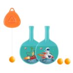 Set 2 Palete de Tenis de Masa, Embo, pentru Copii, Design Animat, Tematica Astronauti, Accesoriu de Agatat Inclus si 2 Mingi, Albastru