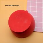 Set 2 piese diversificare bebelusi si copii din silicon Embo, bol cu ventuza, lingurita din lemn si silicon, pentru gustari, fara alergeni, rosu - imagine 4