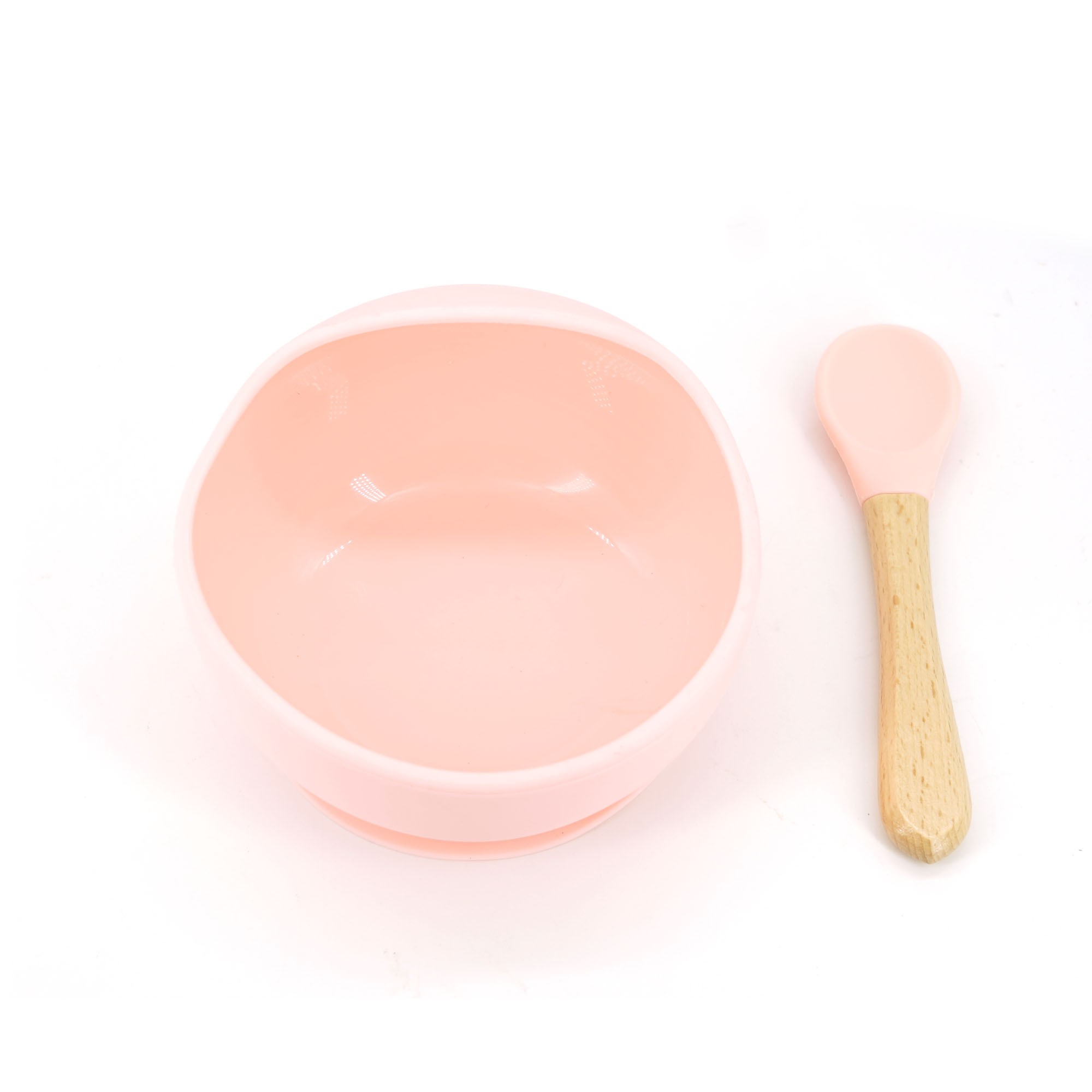 set-2-piese-diversificare-bebelusi-si-copii-din-silicon-flippy-bol-cu-ventuza-lingurita-din-lemn-si-main-64dcd93106bc2 Set 2 piese diversificare bebelusi si copii din silicon Embo, bol cu ventuza, lingurita din lemn si silicon, pentru gustari, fara alergeni, roz - imagine 1