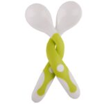 Set 2 Tacamuri pentru Bebelusi, Embo, fara BPA, Maner din silicon,14.5 x 3.3 cm, Flexibile, +6 luni, Alb/Verde