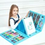 Set 208 Piese, Complet pentru Pictura si Desen, Embo, Tip Servieta, 3-12 Ani, 32.6 x 27.7 x 6 cm, Albastru - imagine 7