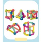 Set 25 piese magnetice de constructie, Embo, Forme geometrice, Multicolor - imagine 2