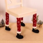 Set 4 decoratiuni tip soseta pentru scaune Embo, tematica Craciun, material textil/poliester, 15 x 43 cm, rosu - imagine 5