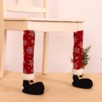 Set 4 decoratiuni tip soseta pentru scaune Embo, tematica Craciun, material textil/poliester, 15 x 43 cm, rosu - imagine 7