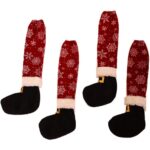 Set 4 decoratiuni tip soseta pentru scaune Embo, tematica Craciun, material textil/poliester, 15 x 43 cm, rosu
