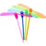 Set 4 Jucarii Libelula Zburatoare, Distractive pentru Copii, Embo, Aruncatoare Manuale din Plastic, cu Lumini, Multicolor