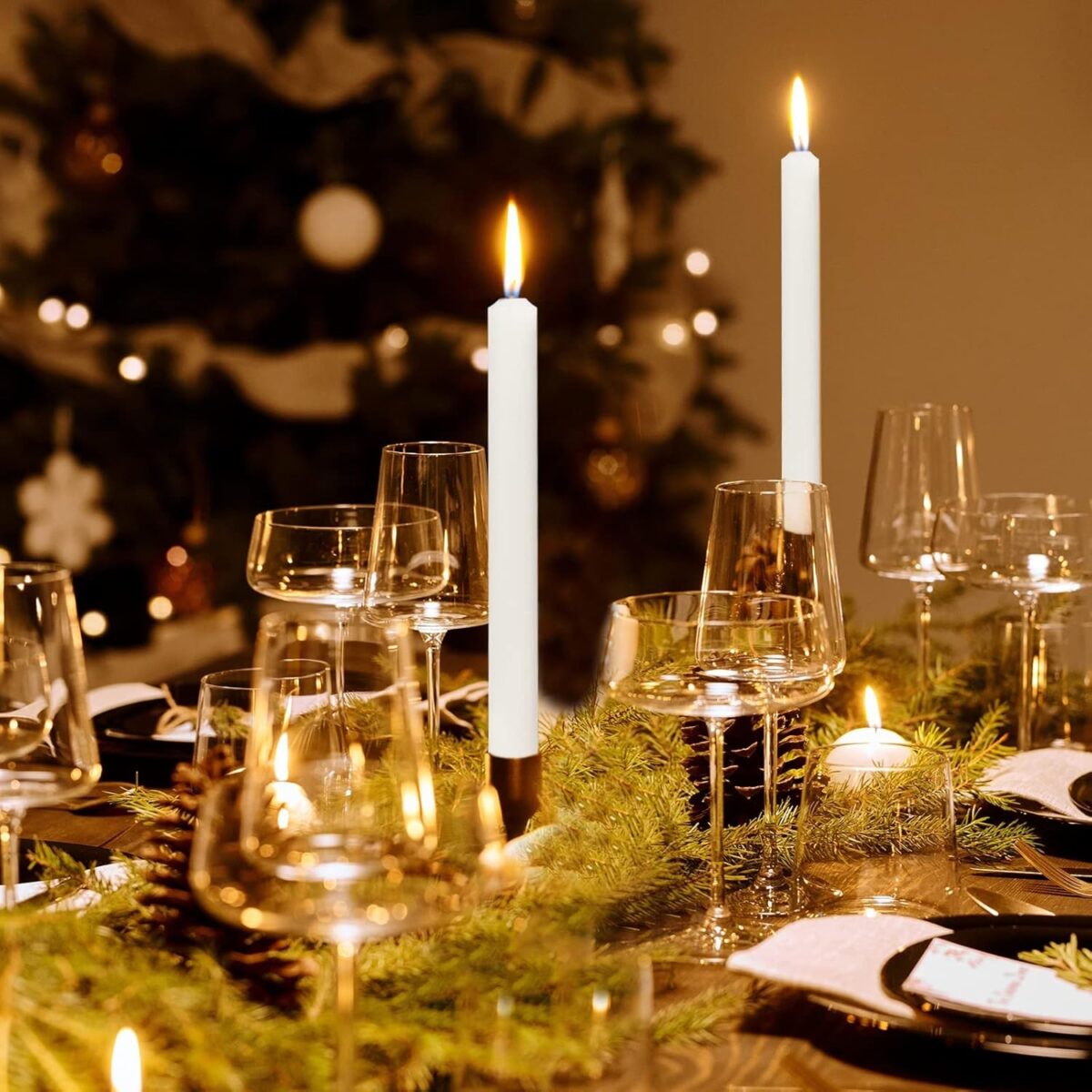 Set 4 Lumanari, Embo, pentru Suport de Masa, Fara Miros si Fum, din Parafina, 2.2 x 25 cm, Alb - imagine 5