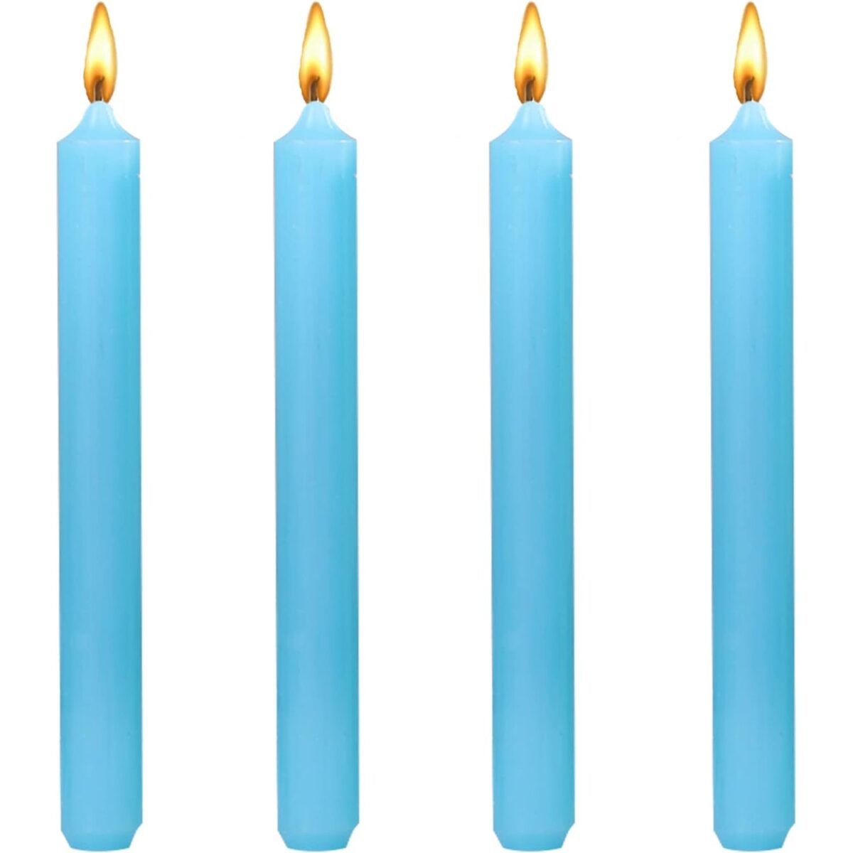 Set 4 Lumanari, Embo, pentru Suport de Masa, Fara Miros si Fum, din Parafina, 2.2 x 25 cm, Albastru - imagine 6
