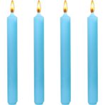 Set 4 Lumanari, Embo, pentru Suport de Masa, Fara Miros si Fum, din Parafina, 2.2 x 25 cm, Albastru - imagine 6
