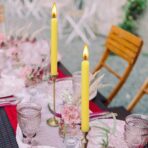 Set 4 Lumanari, Embo, pentru Suport de Masa, Fara Miros si Fum, din Parafina, 2.2 x 25 cm, Galben - imagine 4