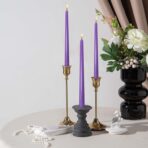 Set 4 Lumanari, Embo, pentru Suport de Masa, Fara Miros si Fum, din Parafina, 2.2 x 25 cm, Mov - imagine 3