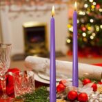 Set 4 Lumanari, Embo, pentru Suport de Masa, Fara Miros si Fum, din Parafina, 2.2 x 25 cm, Mov - imagine 4