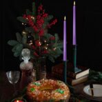 Set 4 Lumanari, Embo, pentru Suport de Masa, Fara Miros si Fum, din Parafina, 2.2 x 25 cm, Mov - imagine 5