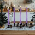 Set 4 Lumanari, Embo, pentru Suport de Masa, Fara Miros si Fum, din Parafina, 2.2 x 25 cm, Mov - imagine 6