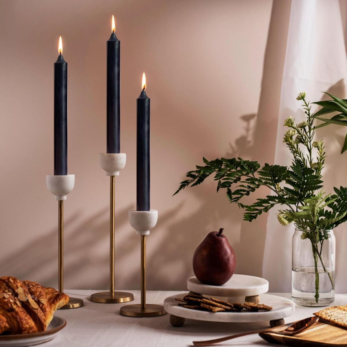 Set 4 Lumanari, Embo, pentru Suport de Masa, Fara Miros si Fum, din Parafina, 2.2 x 25 cm, Negru - imagine 4