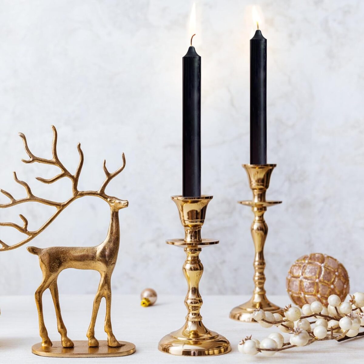 Set 4 Lumanari, Embo, pentru Suport de Masa, Fara Miros si Fum, din Parafina, 2.2 x 25 cm, Negru - imagine 6