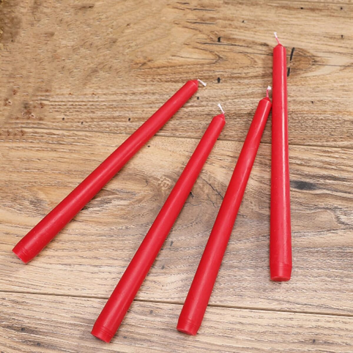 Set 4 Lumanari, Embo, pentru Suport de Masa, Fara Miros si Fum, din Parafina, 2.2 x 25 cm, Rosu - imagine 3