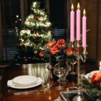 Set 4 Lumanari, Embo, pentru Suport de Masa, Fara Miros si Fum, din Parafina, 2.2 x 25 cm, Roz - imagine 2