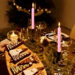 Set 4 Lumanari, Embo, pentru Suport de Masa, Fara Miros si Fum, din Parafina, 2.2 x 25 cm, Roz - imagine 3