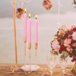 Set 4 Lumanari, Embo, pentru Suport de Masa, Fara Miros si Fum, din Parafina, 2.2 x 25 cm, Roz - imagine 4