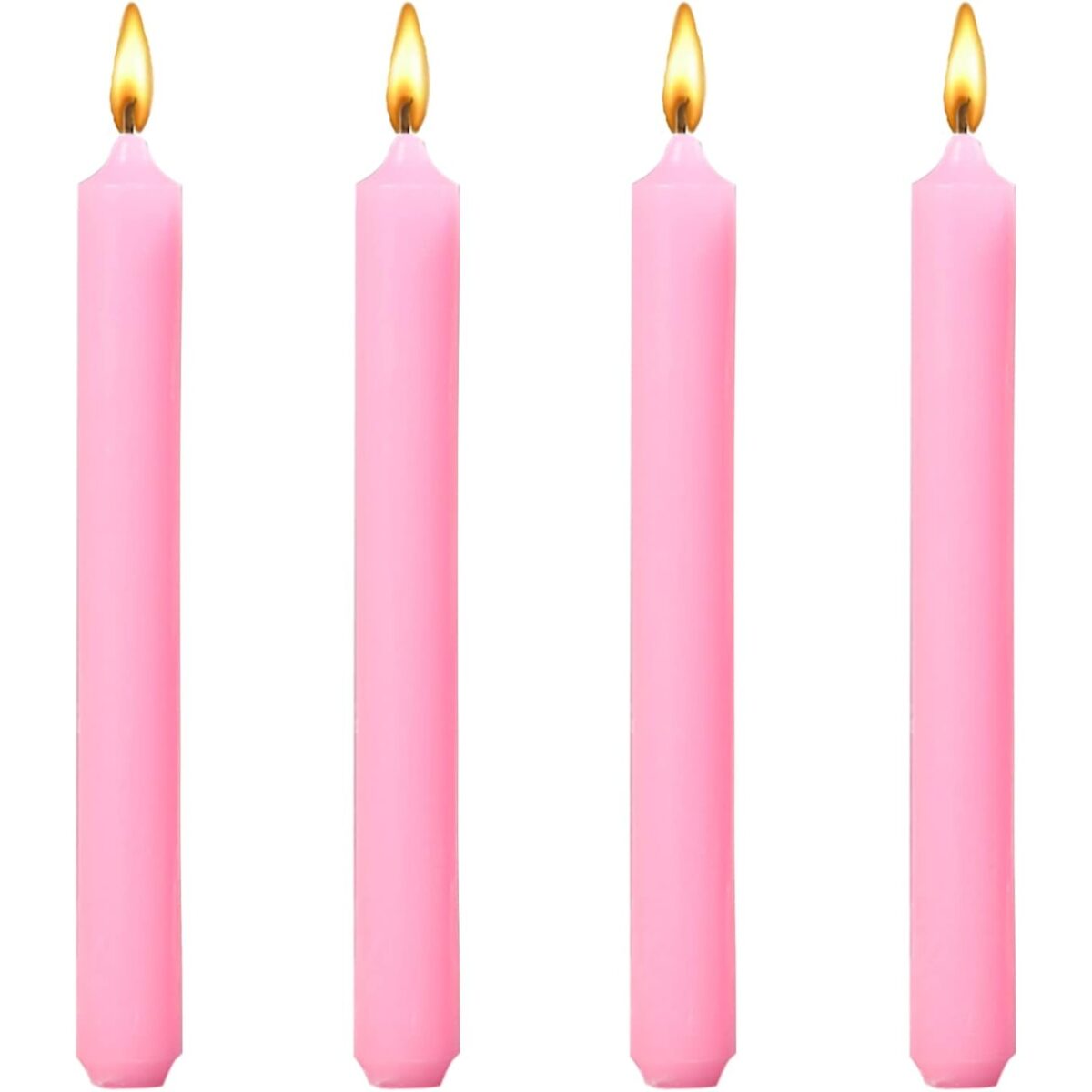 Set 4 Lumanari, Embo, pentru Suport de Masa, Fara Miros si Fum, din Parafina, 2.2 x 25 cm, Roz - imagine 5